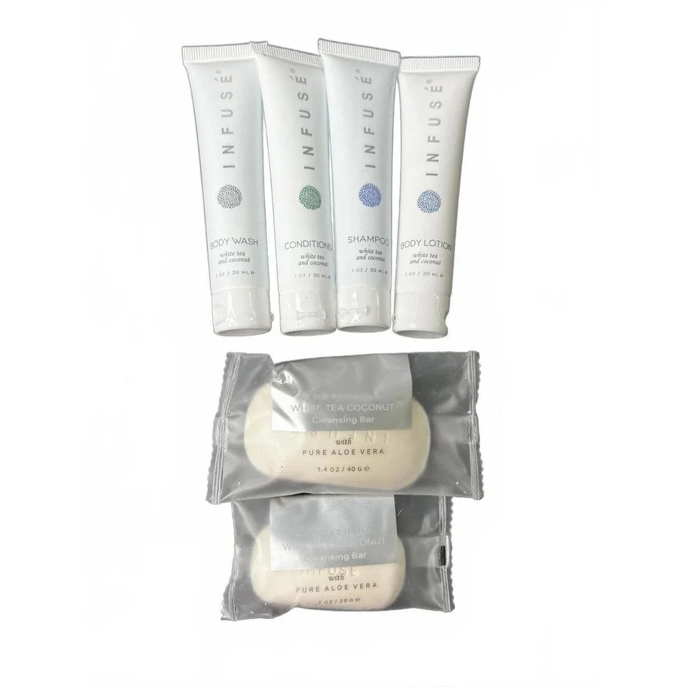 Infuse Travel Toiletry Set White Tea Coconut Shampoo Lotion Soap 6pc Set OS